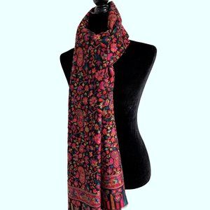 Warm evening scarves, Lightweight scarves, Black Paisley Shoulder Wrap, Pashmina